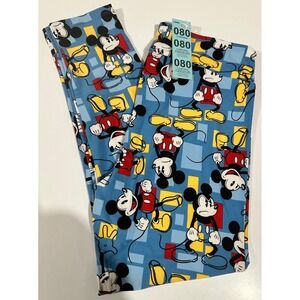 LuLaRoe Disney Mickey Mouse Leggings Tall & Curvy TC Blue Geometric Print Womens